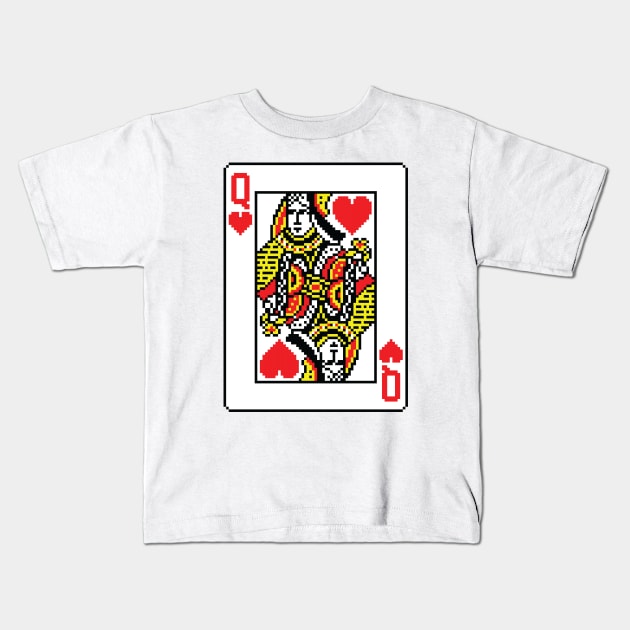Queen of Hearts Pixel Art Kids T-Shirt by inotyler